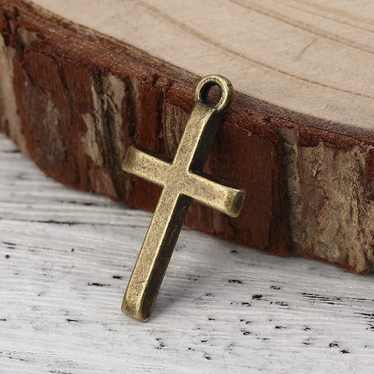Cross Crucifix Charm Pendants - 150 Pack (50 of Each), 1 Inch X 1/2 Inch, Antiqued Silver/Bronze/Gold Tone, DIY Jewelry Making Supplies