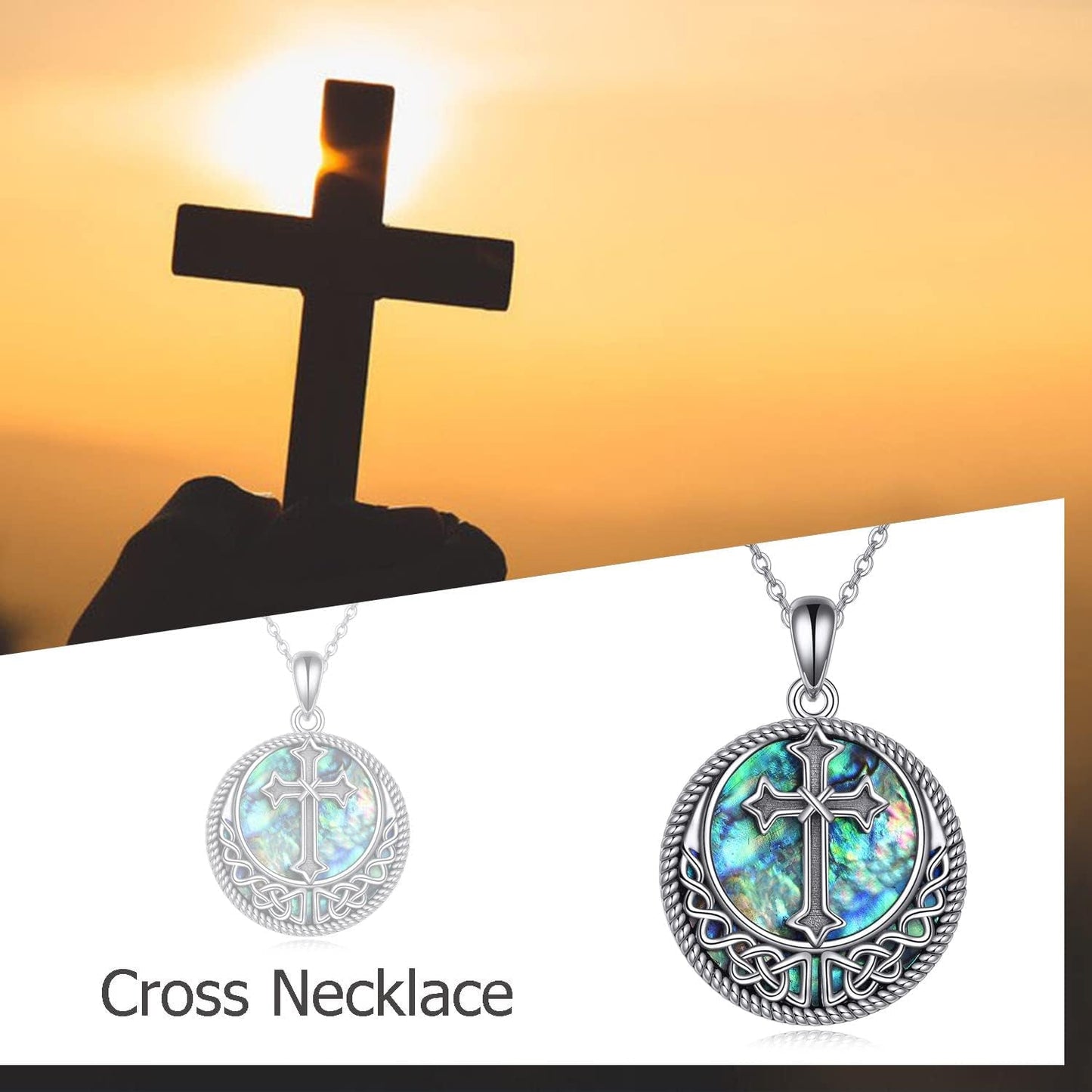 Cross Necklace Sterling Silver Cross Pendant Necklace Religious Gifts for Women Men