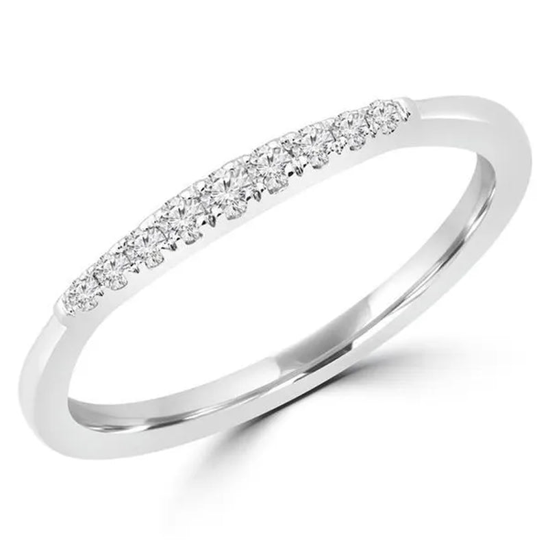 Majesty Diamonds MDR190100-3.75 0.1 CTW Round Diamond Semi-Eternity Wedding Band Ring in 14K White Gold - Size 3.75