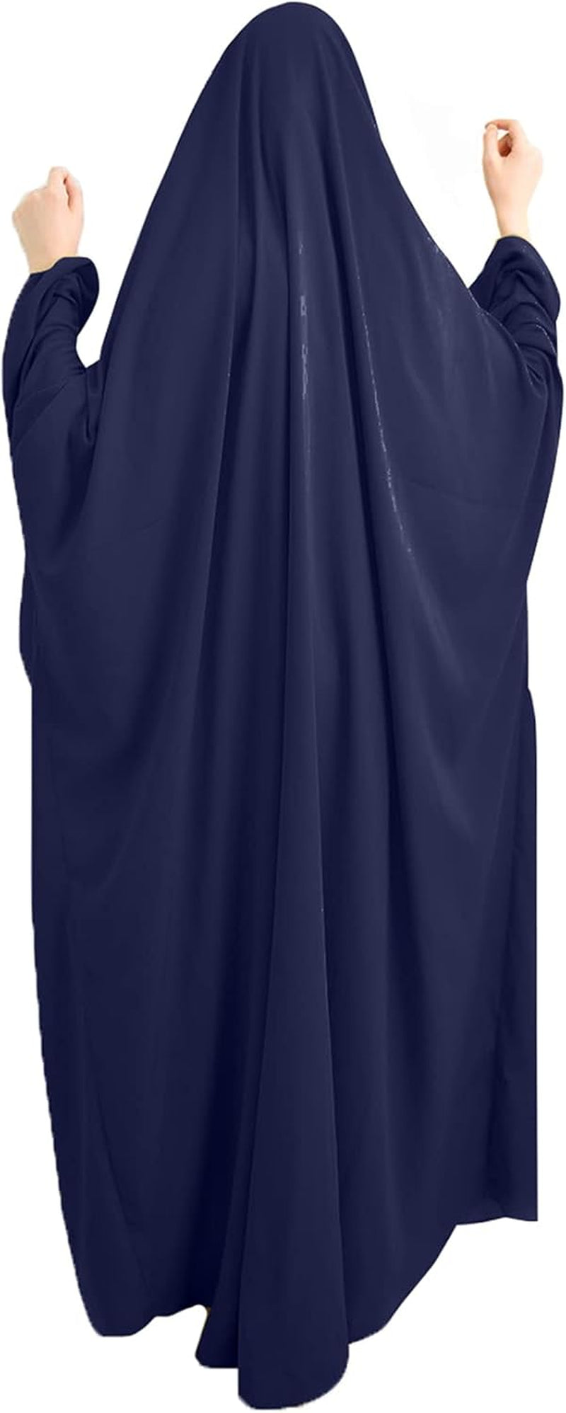 Women Muslim One-Piece Loose Full Cover Long Dress One-Size Overall Hijab Thobe Hooded Dress