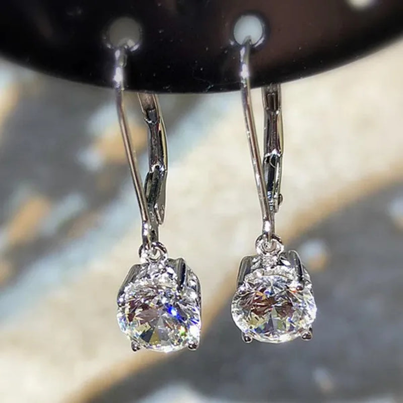 Fashion Jewellery 925 Sterling Silver Diamond Glistening White Sapphire Earrings