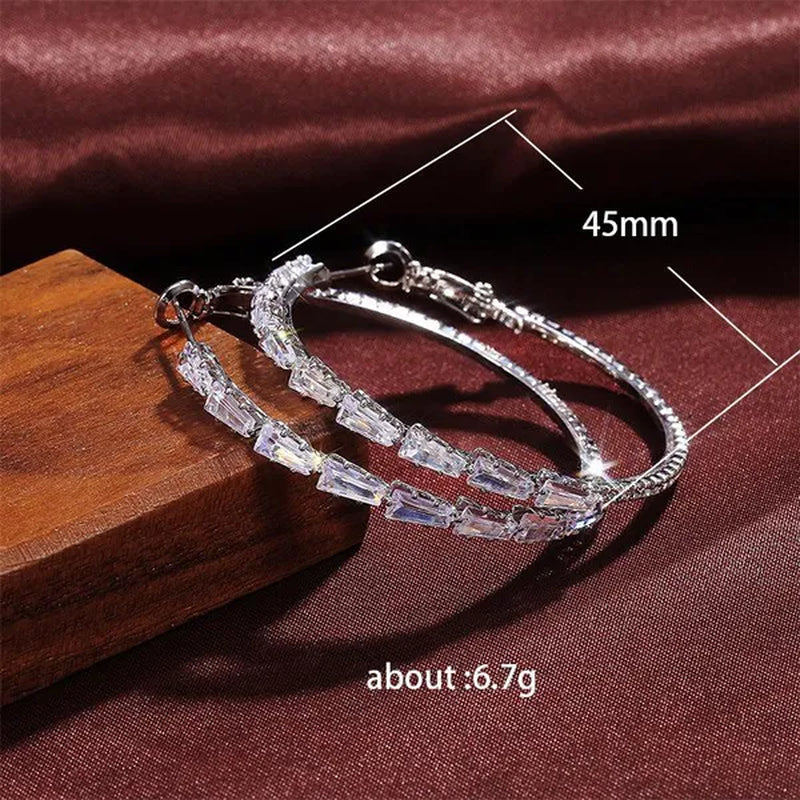 Fashion Women Hoop Earrings Micro Insert Zircon Diamond Earings Girl Banquet Party Big Circle Earrings Jewelry
