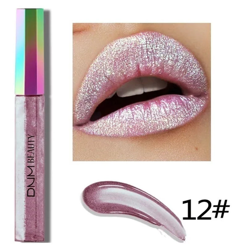 Super Girl 12 Color High-Fashion Chameleon Metal Matte Metallic Waterproof Lipgloss Liquid Lipstick Shimmer Diamond Glitter Pearl Colour Lip Gloss Lip
