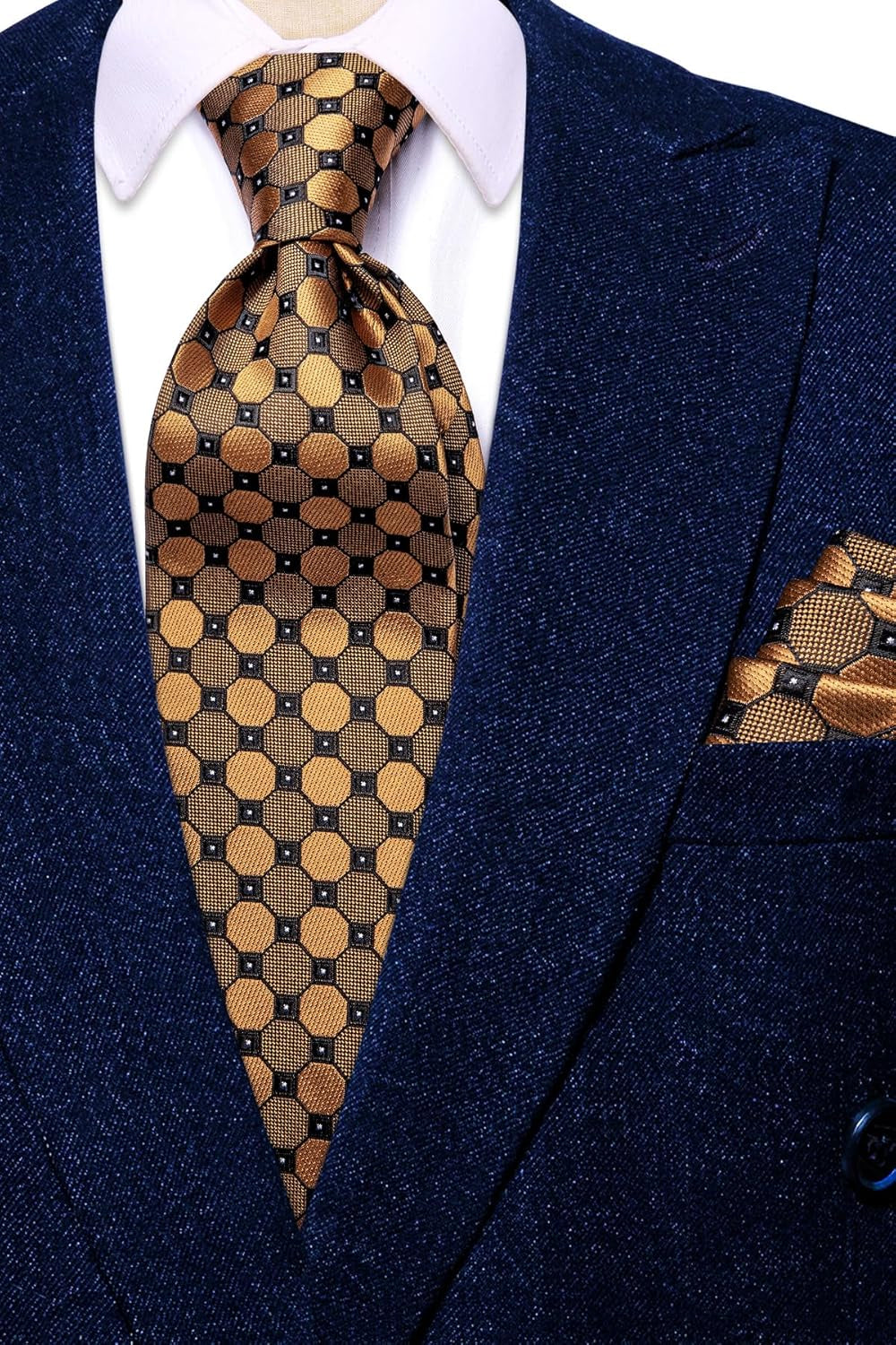 Men Ties Sets Silk Stripe Paisley Necktie Pocket Square Cufflinks for Business Wedding