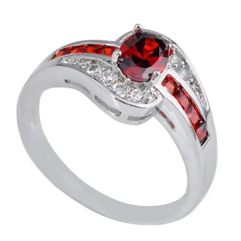 Exquisite Silver Color Natural Sapphire Gemstones Opal Birthstone Bride Princess Wedding Engagement Strange Ring Size 6 7 8 9 10