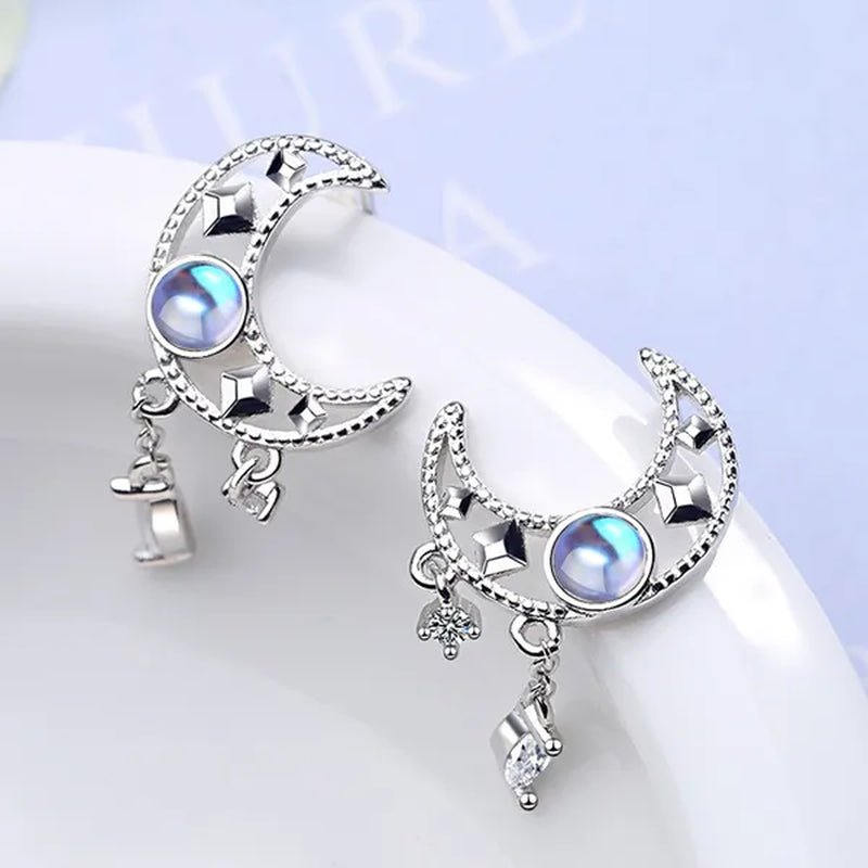 1 Pair Moon Hollow Zircon Crystal Drop Earrings for Women Party Moonstone Earrings Jewelry