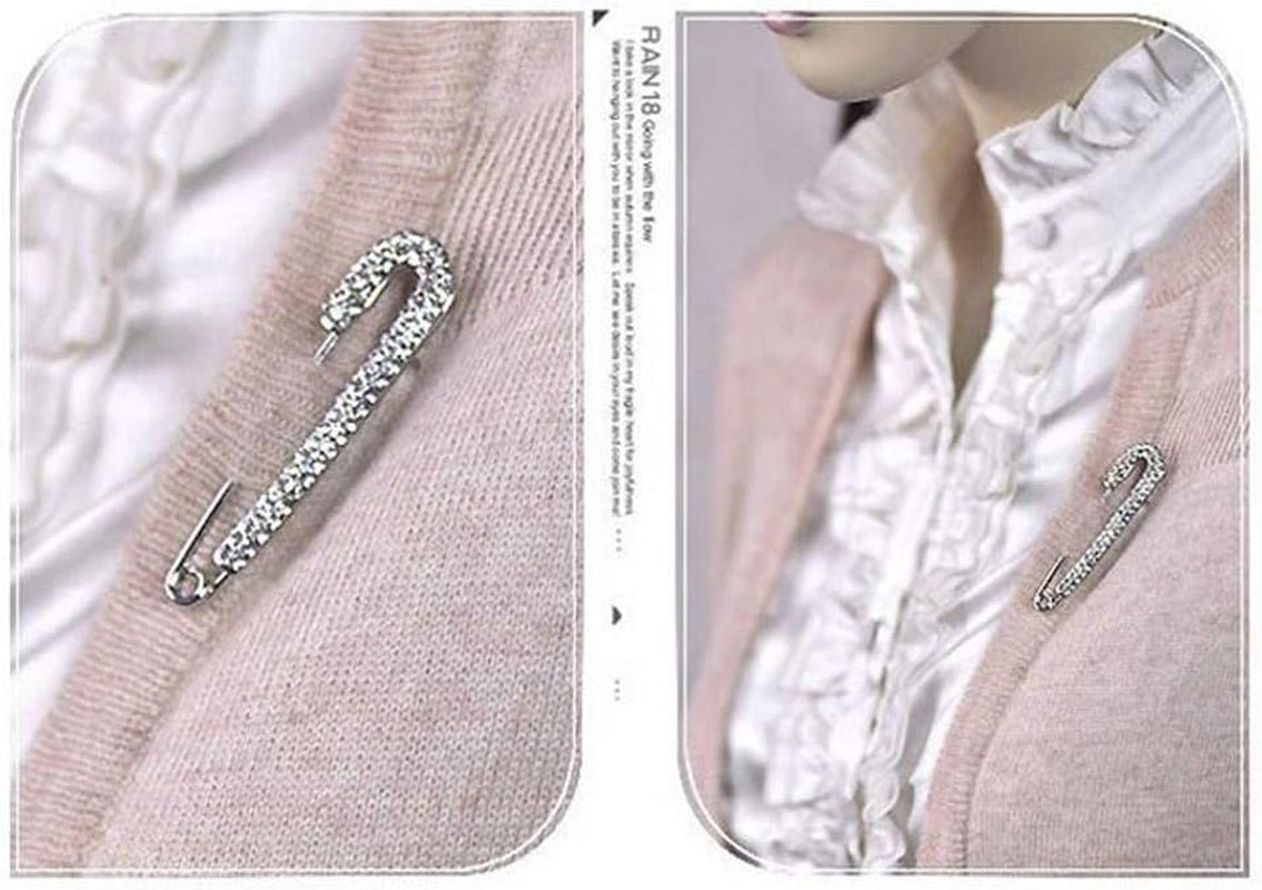 1 PCS 3 Inch Silver Rhinestone Inlaid Alloy Safety Brooch Pins Scarves Buckle Shawl Clip Jewelry Brooch DIY Accessories for Clothing Locking Ornament Fastening Embellish