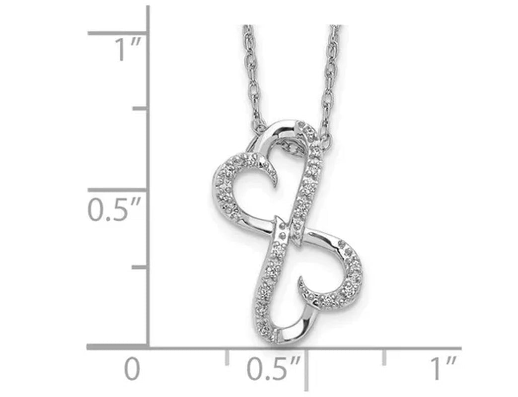 10K White Gold Heart Pendant Necklace with Chain and Accent Diamond