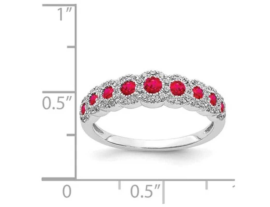 1/2 Carat (ctw) Ruby Ring in 14K White Gold with Diamonds