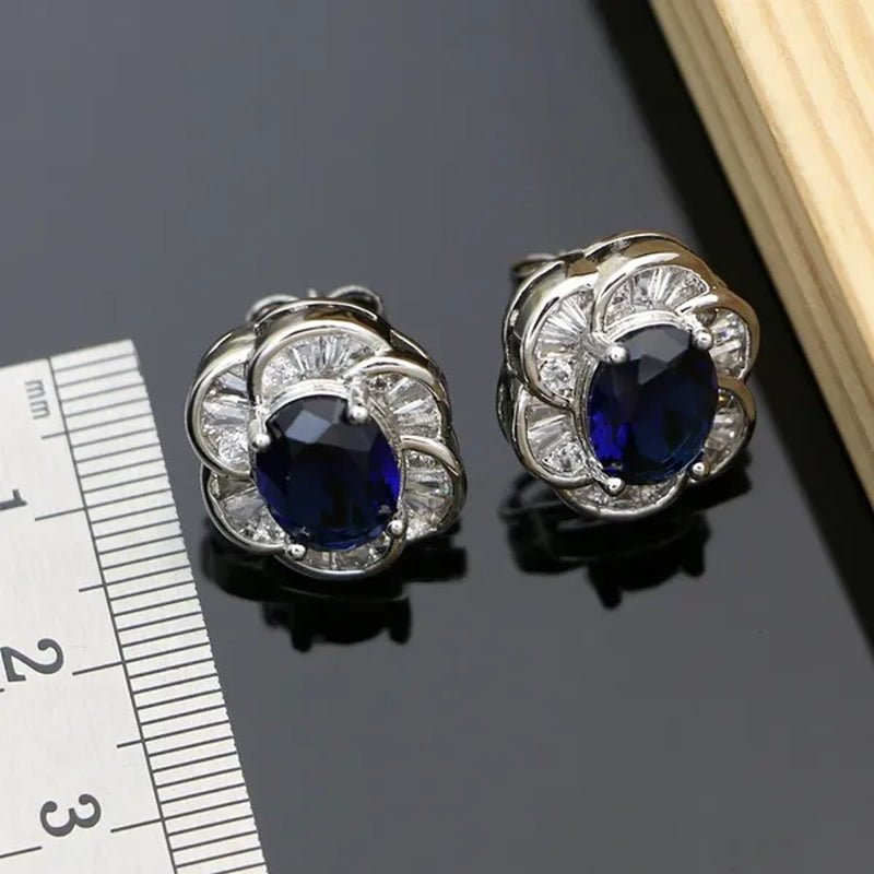 12 Colors Gemstone Jewelry Kits 925 Silver Jewelry Sets Sapphire Amethyst Ruby Emerald Charm for Wedding Women