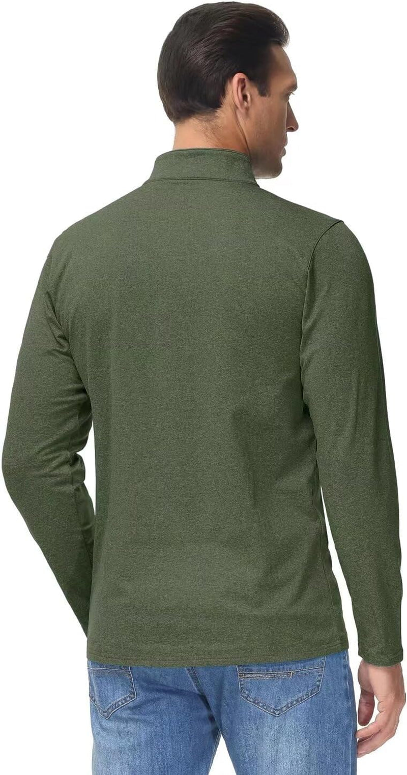 Men'S Quarter Zip Pullover Premium Fleece Lined Heather Long Sleeve Golf Shirts Midweight 1/4 Half Zip Sweatshirts