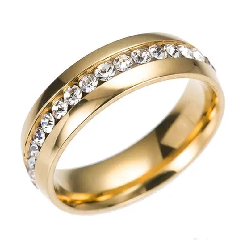 Men Women Couple Stainless Steel Wedding Diamond Ring Titanium Engagement Band