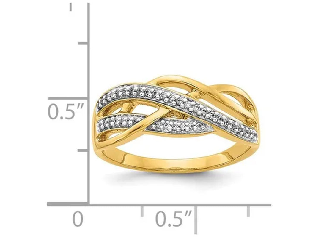 1/8 Carat (ctw) Diamond Woven Ring in 14K Yellow Gold Gold (SIZE 7)