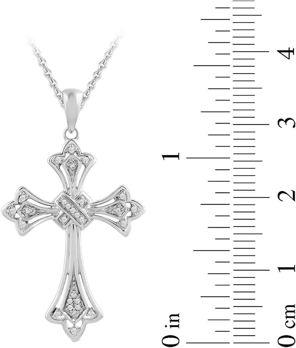 Sterling Silver Diamond Accent Cross Pendant Necklace, 18"
