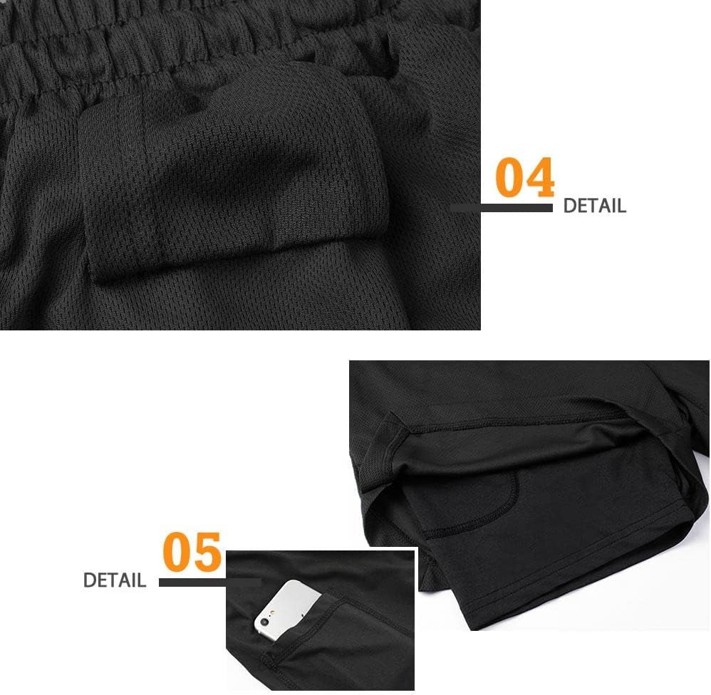 Mens Running Shorts,Workout Running Shorts for Men,2-In-1 Stealth Shorts,7-Inch Gym Yoga Outdoor Sports Shorts
