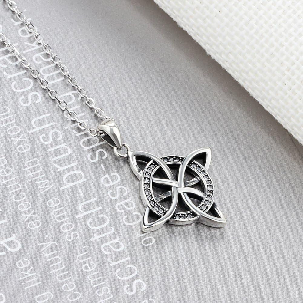 925 Sterling Silver Love Charm Celtic Knot Pendant Necklace Fashion Jewelry for Women Rolo Chain 18''