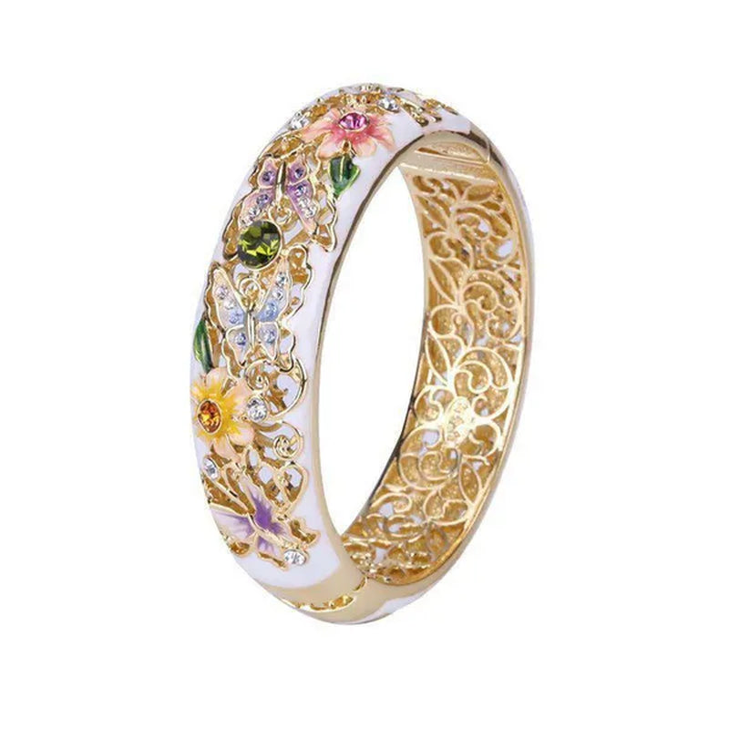 Very Beautiful Brand New High Quality Women's Fashion Jewelry Exquisite 18K Gold Drop Oil Enamel Colorful Flowers Butterfly Crystal Gemstone Ring Romantic Bride Engagement Wedding Ring Birthday Anniversary Gift Bague Femme