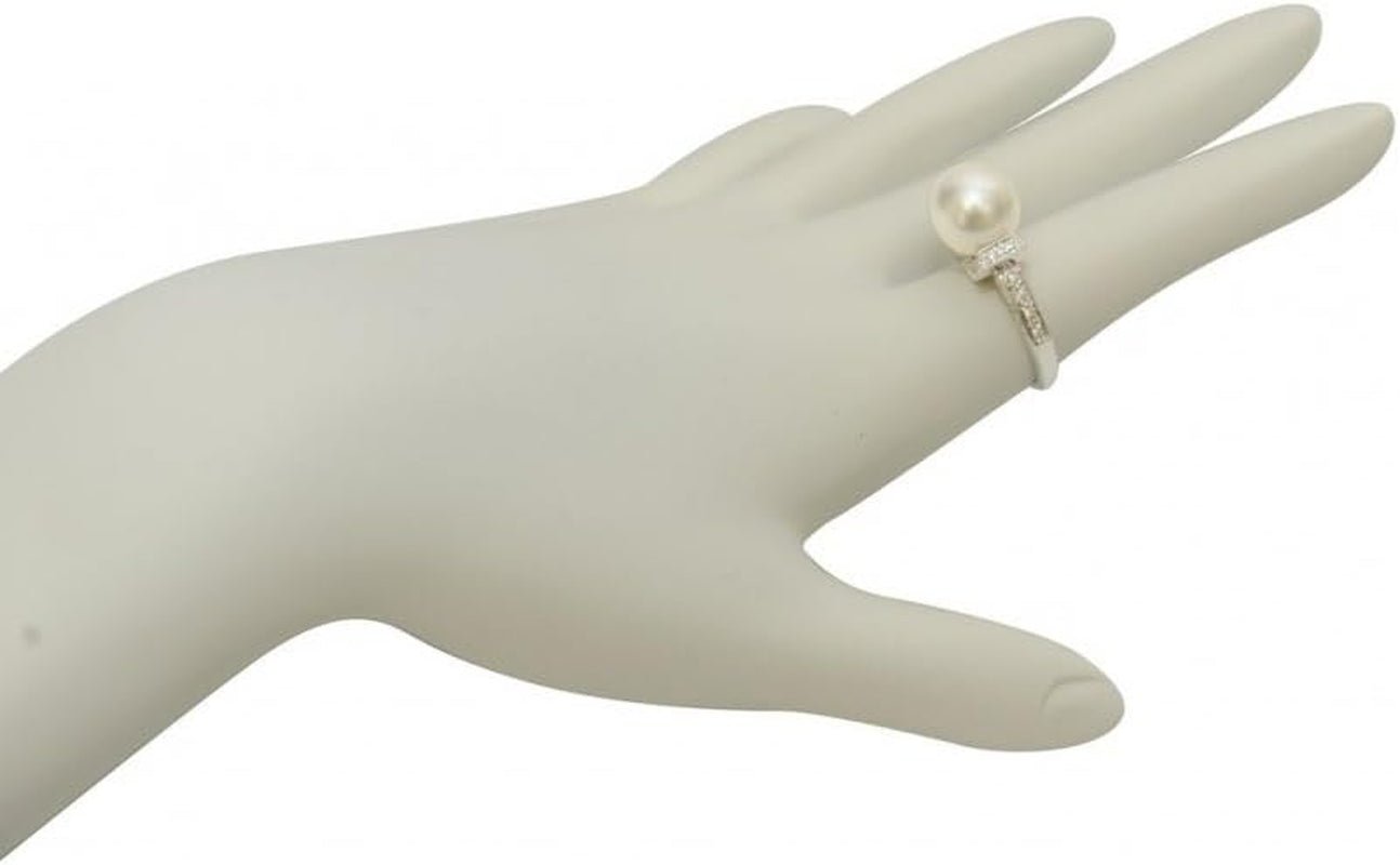 18K Gold 10-11Mm round Genuine White South Sea Cultured Pearl & Diamond Ring for Women