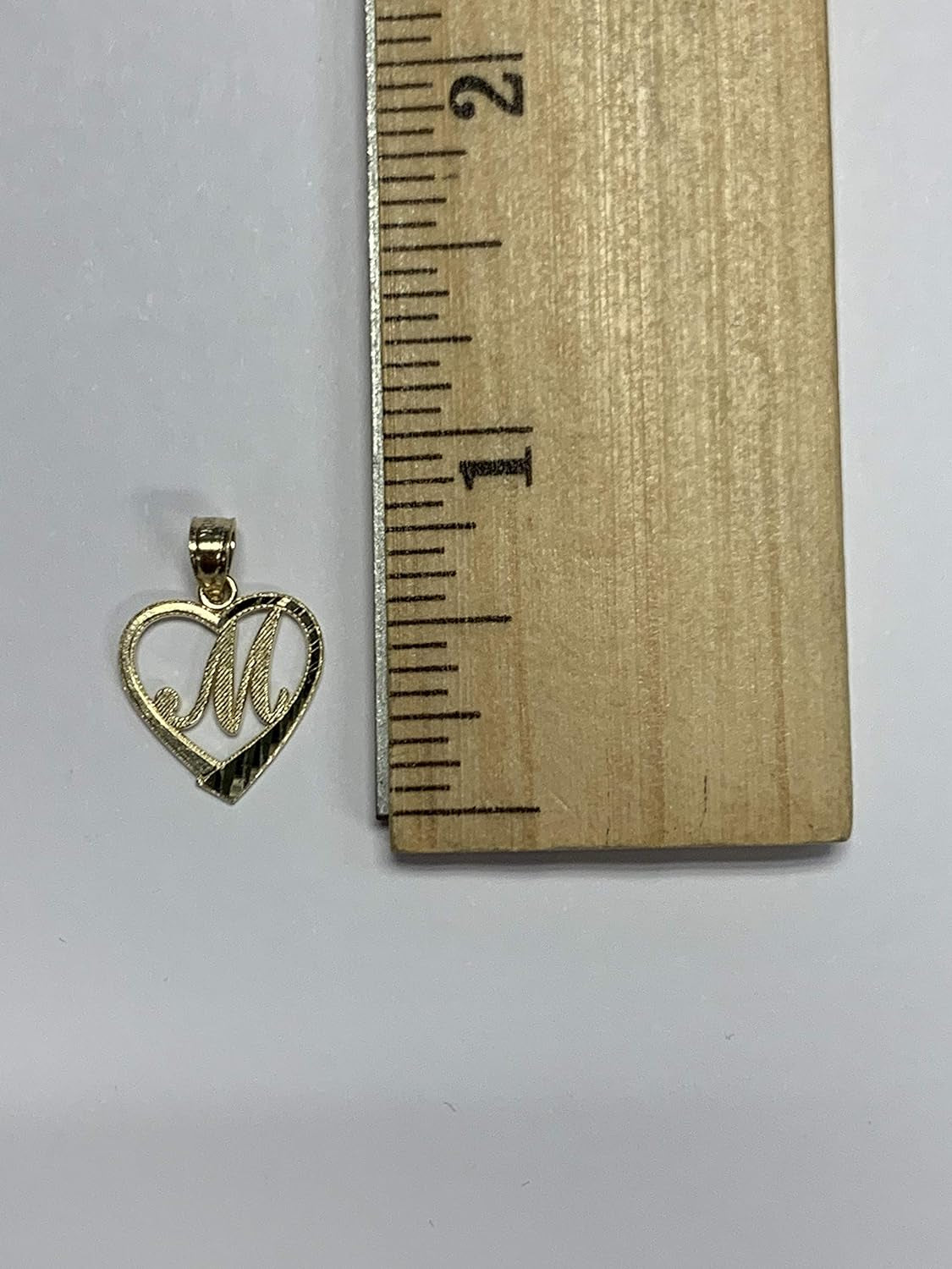 10K Solid Gold Initial Pendant in Heart Frame with Diamond Cut Finish, Available in Different Letters of Alphabet Personalized Charm for Women (M)
