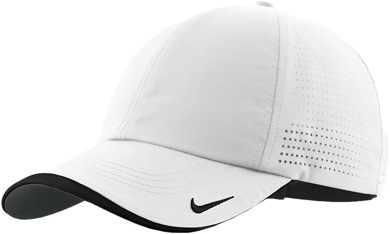 Mens Golf - Dri-Fit Swoosh Perforated Cap, White Hat, White