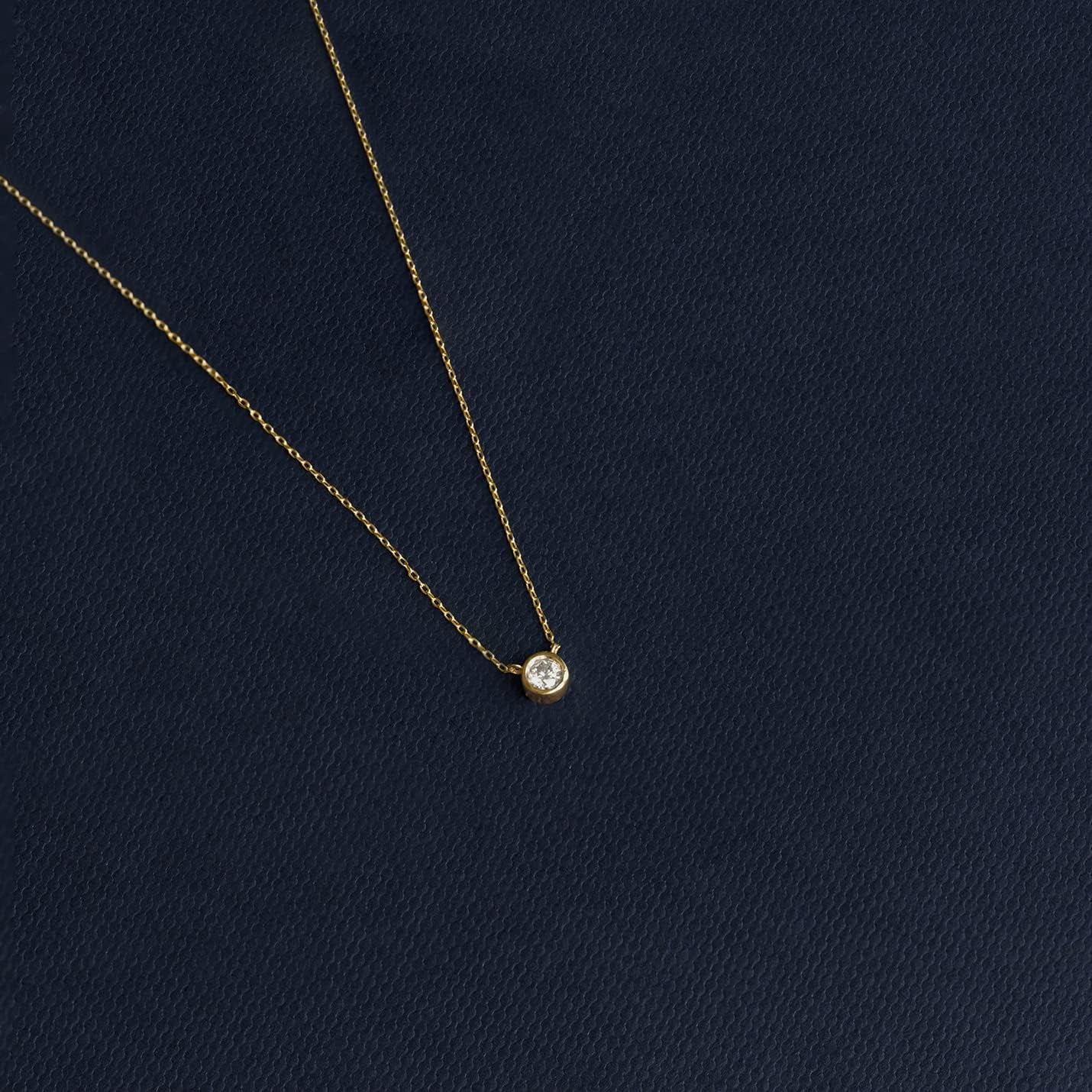 0.05 Carat Bezel-Set Natural Diamond Necklace in 14K Solid Gold