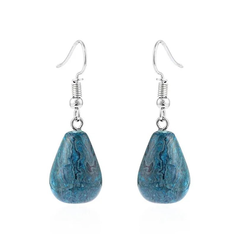 1Pair 13X22MM Amethyst Clear Quartz Lapis Lazuli Turquoise Rose Quartz Opal Obsidian Jasper Drop Cone Bead Hook Dangle Earrings
