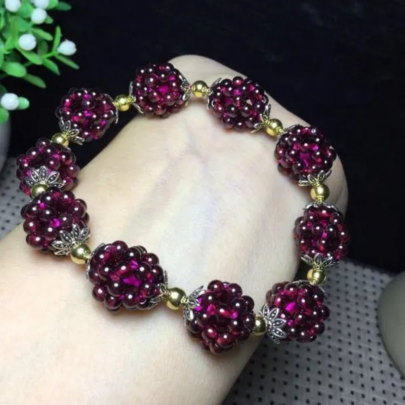 1PC Natural Garnet Bracelet Women 3Mm Lucky Ball Bracelet Jewelry Gift Women Bangles