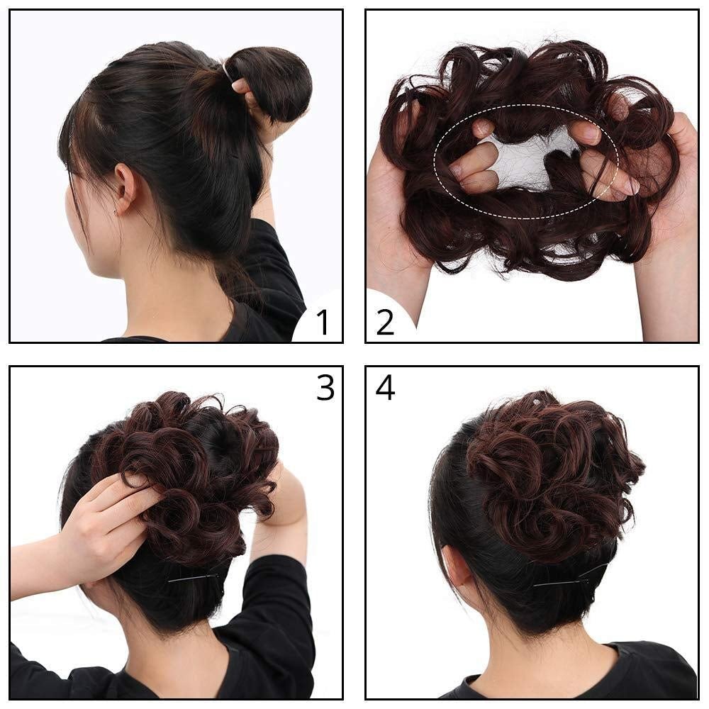 1PCS Messy Hair Bun Hair Scrunchies Extension Curly Wavy Messy Synthetic Chignon for Women (27/613#)