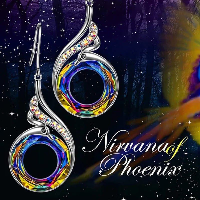 2 colors Woman's ❤️Nirvana of Phoenix❤️ Crystals Earrings ( Blue / Multi )