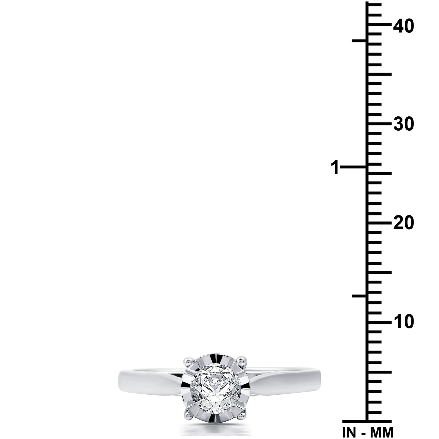 1/2 Carat T.W. round Diamond 10 Kt White Gold Miracle Plate Solitaire Engagement Ring