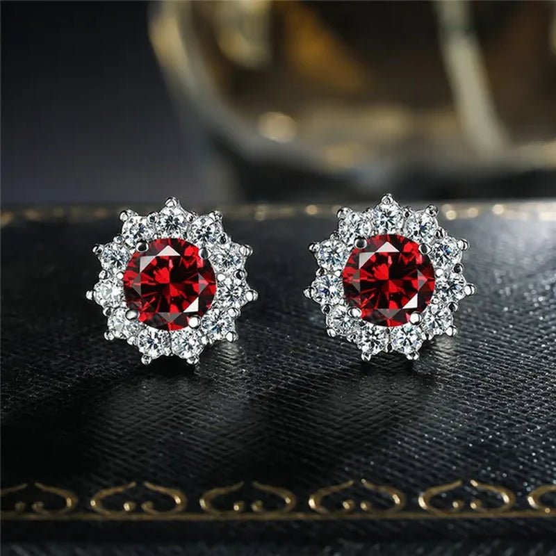 2022 8mm(2.0ct) Moissanites Diamond Ear Studs 925 Silver Six Star Snowflake Pink Gift Box Packing Round Brilliant Cut 8mm(2.0ct) D Color Jewelry with Certification