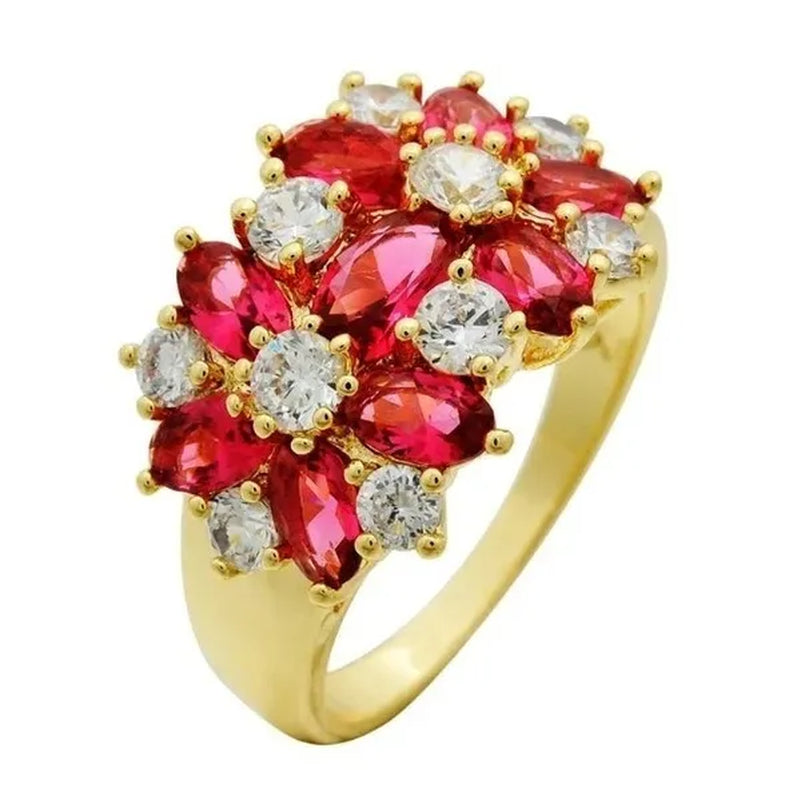 Natural 5.66Ct Ruby Diamond 14K Yellow Gold Ring Size6-10