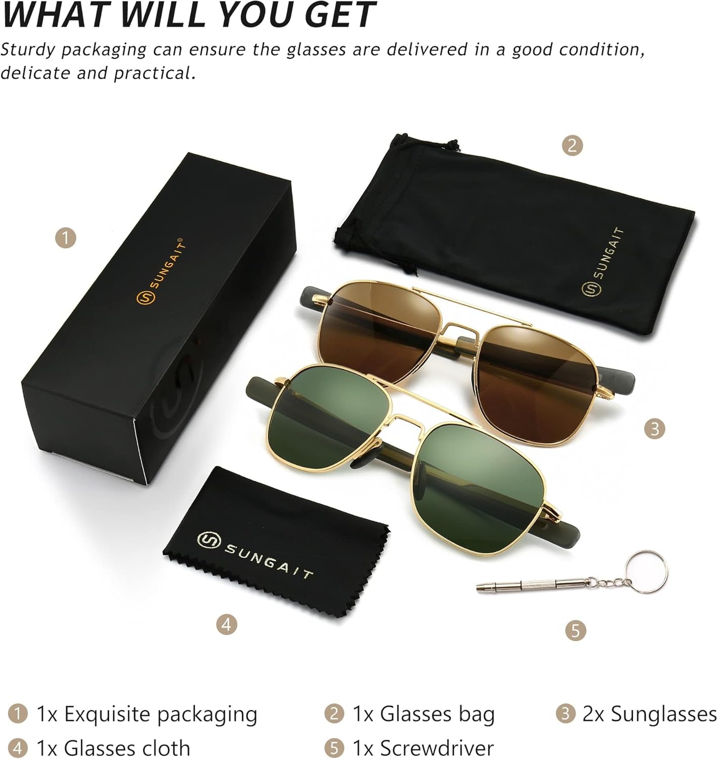 Men'S Military Style Polarized Pilot Aviator Sunglasses Bayonet Temples