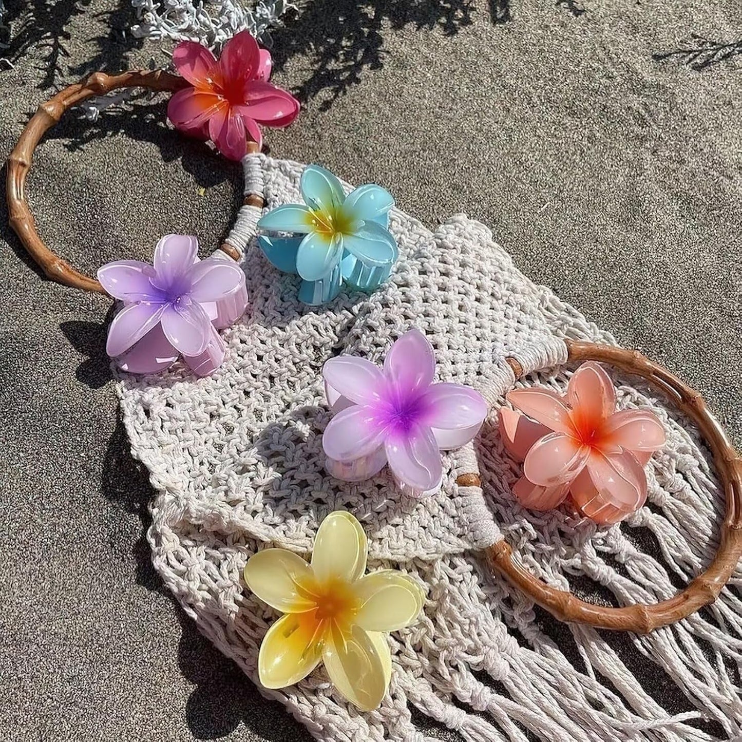 Large Claw Clips for Thick Hair - Strong Hold Nonslip Hawaiian Flower Hair Accessories, Banana Clip for Thin Hair