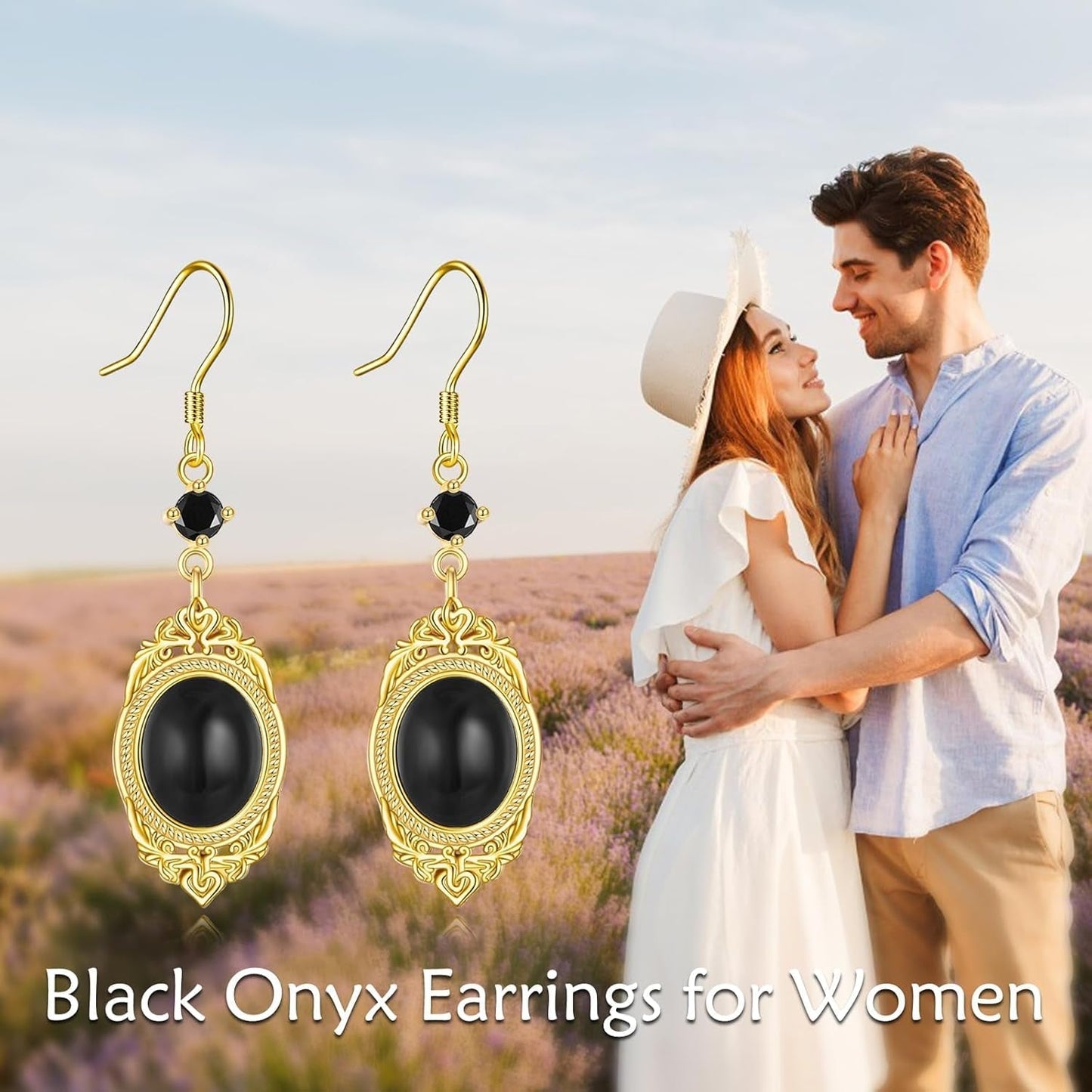 Black Onyx Earrings Sterling Silver Onyx Dangle Earrings Victorian Earrings Vintage Retro Style Earrings Onyx Jewelry Gifts for Women Girls