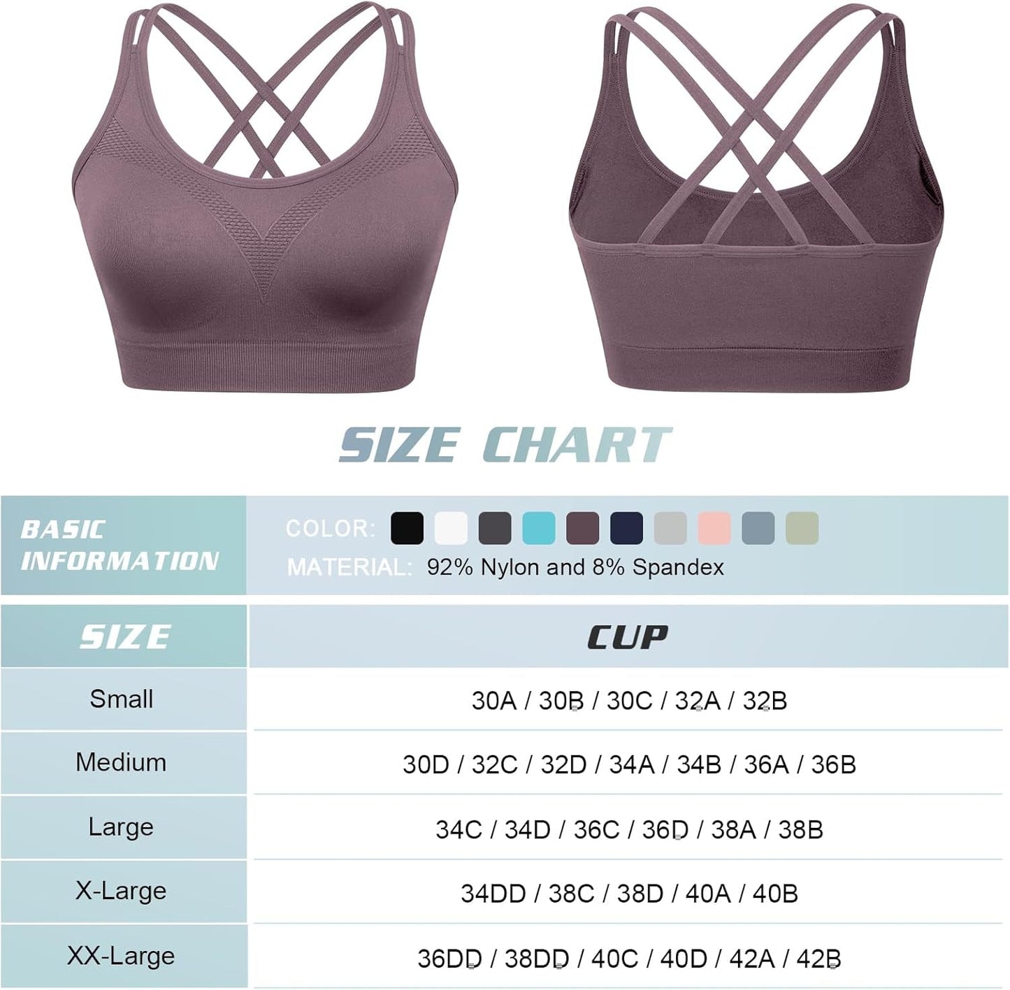 Cross Back Sports Bra for Women Padded Strappy Yoga Bra Medium Support Workout Bra for Athletic Gym Fitness 3 Pack