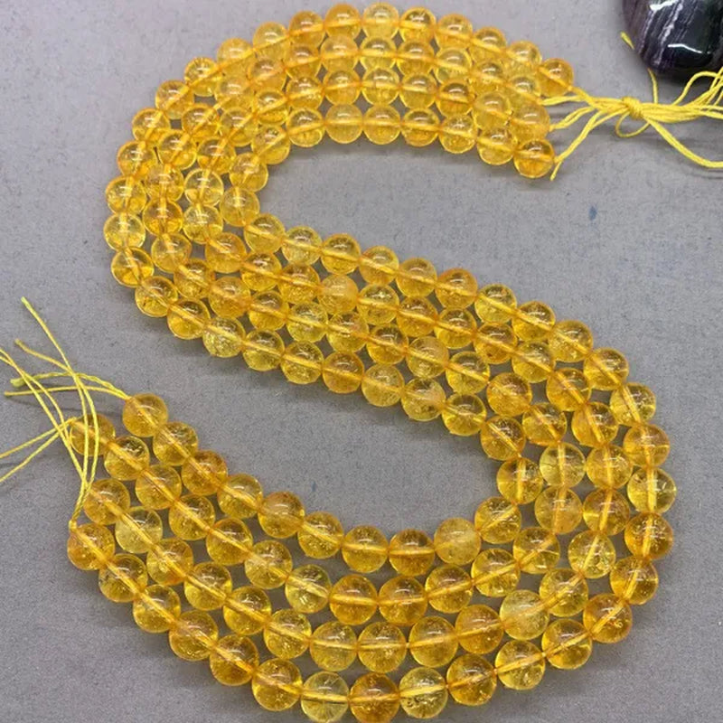 Yellow Citrine Cracked Crystal Bead Stone round 4-12Mm Gemstone Loose Spacer DIY