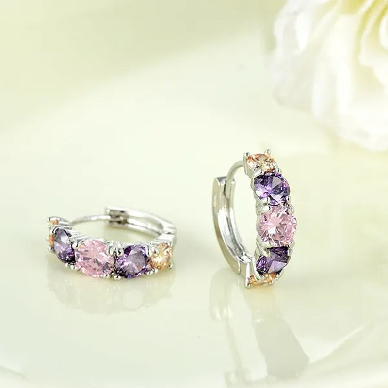 2022 New Exquisite FashionPurple Oval Crystal Earrings Charm Round Amethyst Diamond Hoop Earrings Romantic Valentine's Day Gift Engagement Earrings Wedding Earrings Anniversary Women's Jewelry