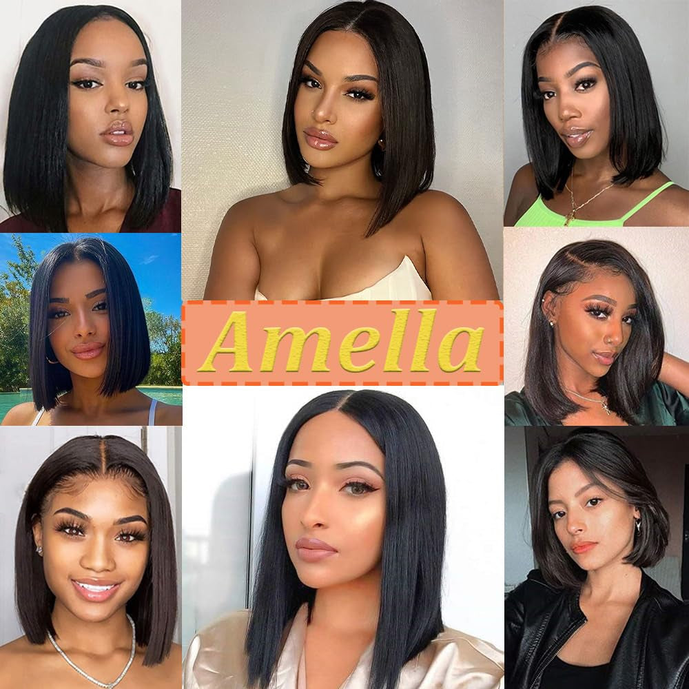 Hair 8Inch U Part Bob Wig Human Hair Short Straight U Part Human Hair Wig Glueless Full Head Clip in Half Wig U Shape Wig 150% Density Bob Straight Human Hair Wig