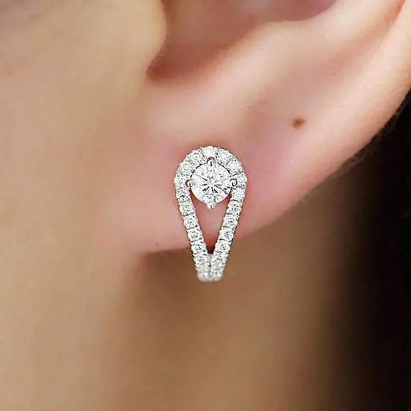 1 Pair Diamond Huggie Earrings for Women Bridal Wedding Earrings Jewelry Gift