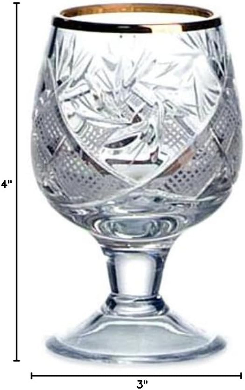 Set of 6 Glassworks, 1.7-Oz Gold Rim Vintage Russian Crystal Shot Glasses