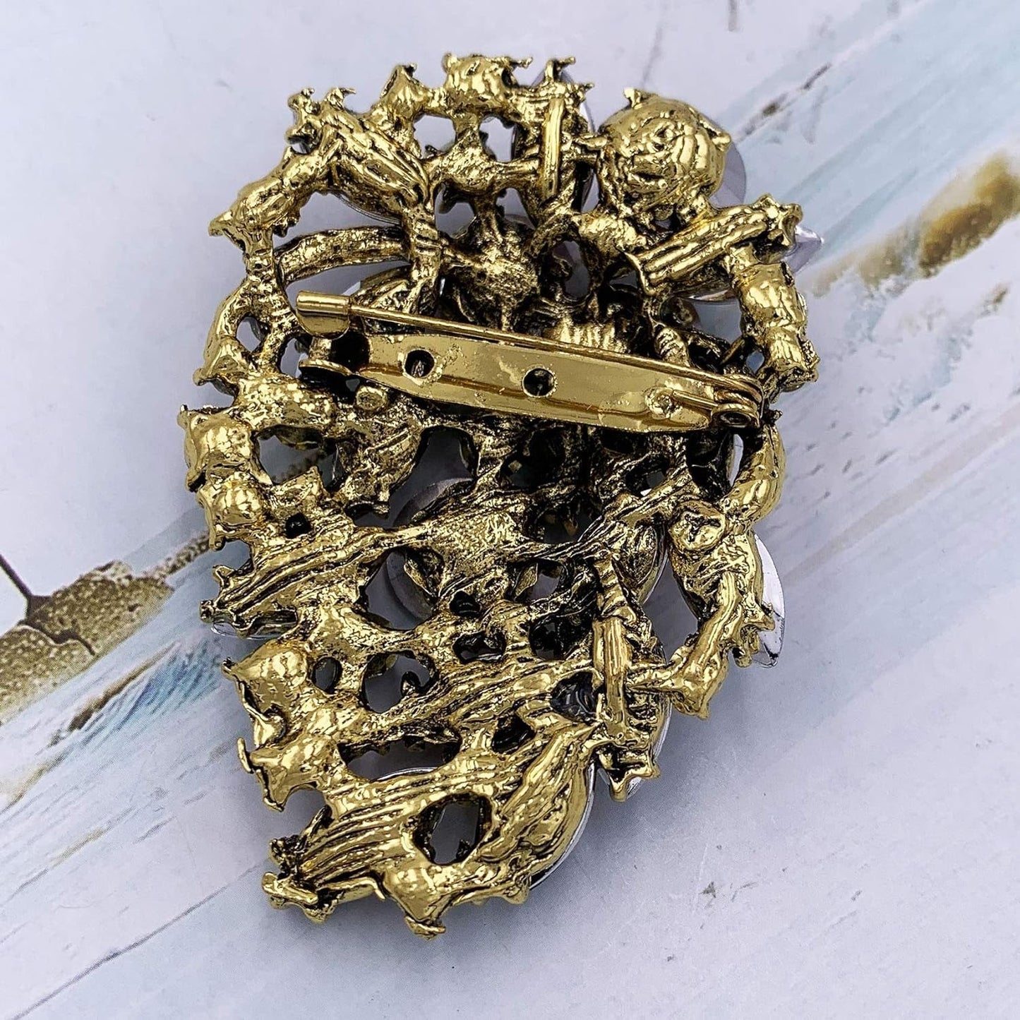 Rhinestone Statement Brooch Pin Flower Dress Accessory