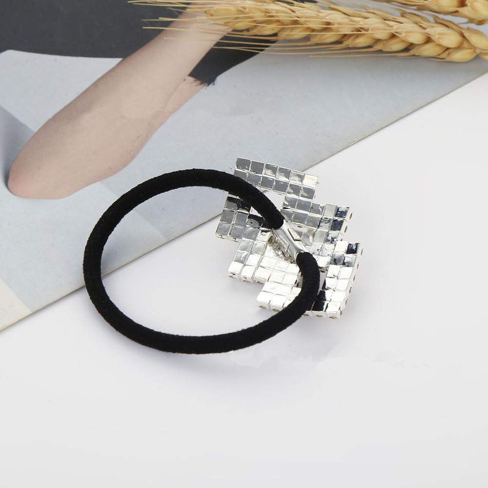 Hair Tie, Fashion Bling Crystal Rhinestone Hair Accessories for Women Girls, Silver Butterfly, 1 Count