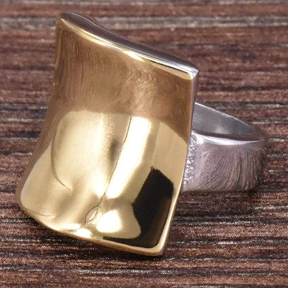 18K Gold Plated Stainless Steel Curved Shape Chunky Style Cocktail Party Wedding Statement Ring