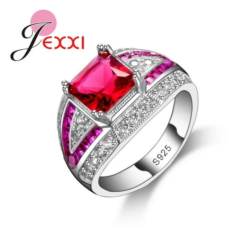 Fashion Elegant Anniversary Rings For Lady Rose CZ 925 Sterling Silver Wedding Engagement Ring Jewelry Gift