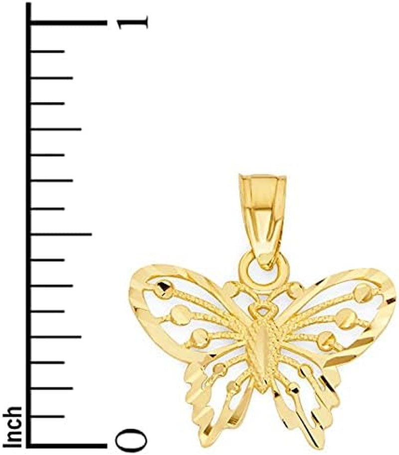 10K Solid Real Gold Butterfly Pendant Small Animal Charm Casual Everyday Wear Jewelry Charm