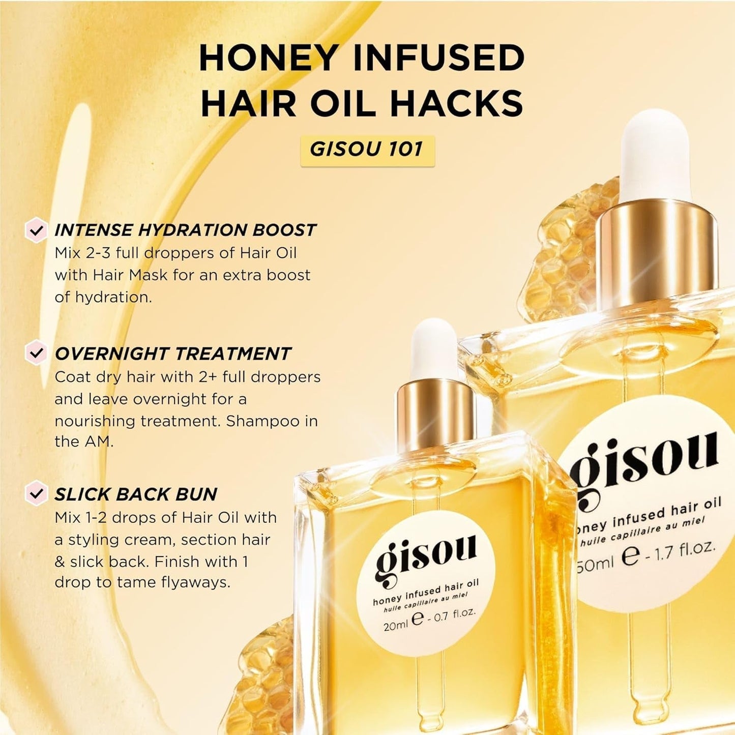Honey Infused Hair Oil - Enriched with Mirsalehi Honey for Deep Nourishment, Hydration, Frizz Control, Heat Protection and Shine - for Damaged and Dry Hair (1.7 Fl Oz)