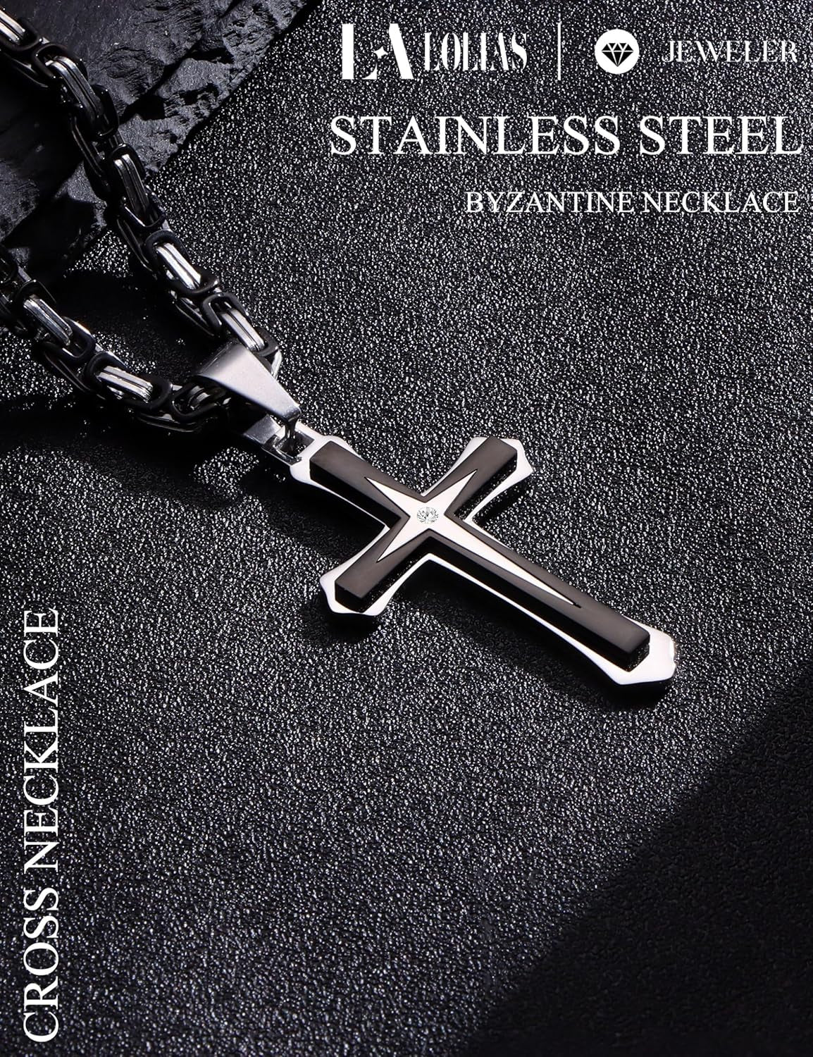 Black 14K Gold Plated ππ«π¨π¬π¬ ππππ€π₯πππ for Men Stainless Steel ππ²π³ππ§ππ’π§π Chain with Cross Pendant Necklace πππ§π¬ ππ’ππ 22-30Inch