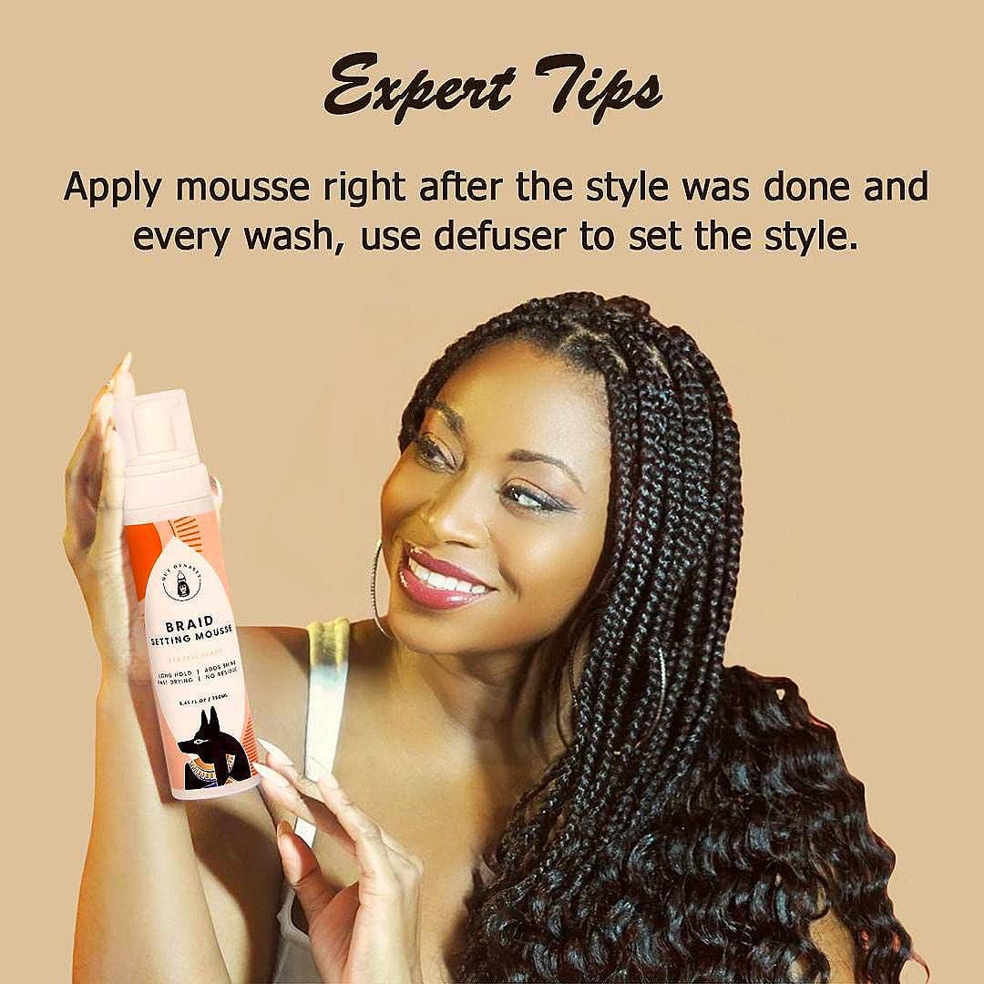 Moose Hair Setting Lotion Foam for Box Braids and Long-Lasting Hold - Professional Braiding Sealer Mousse for Black Women, 8.4Oz/250Ml