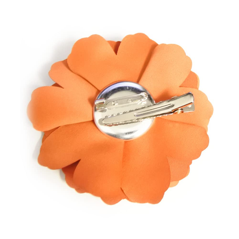 Camellias Flower Hair Clip and Brooch Pin 1 Pcs(A74)(Orange)